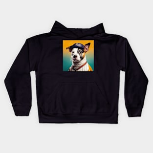 Dog with a Baseball Uniform Portrait Kids Hoodie